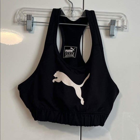 PUMA Black Racerback Sports Bra, Size M - Picture 2 of 8